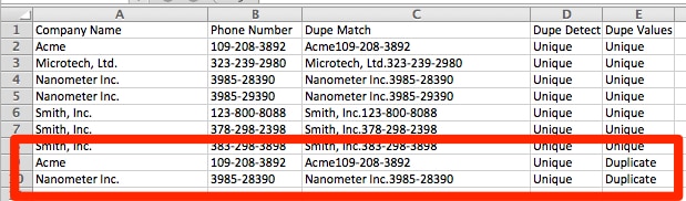 Excel Duplicates Identified