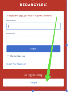 Example of Red Argyle Login screen with Google SSO link