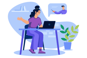 Illustrated online business meeting