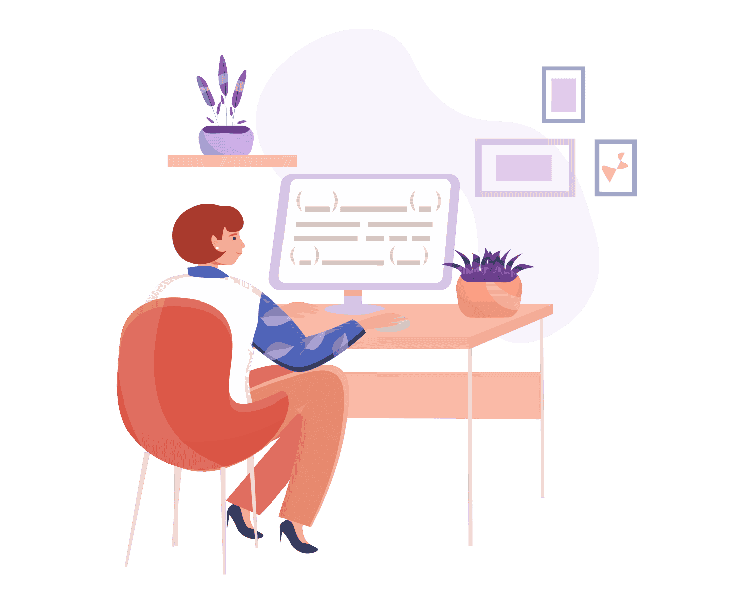 Illustrated Developer at desk