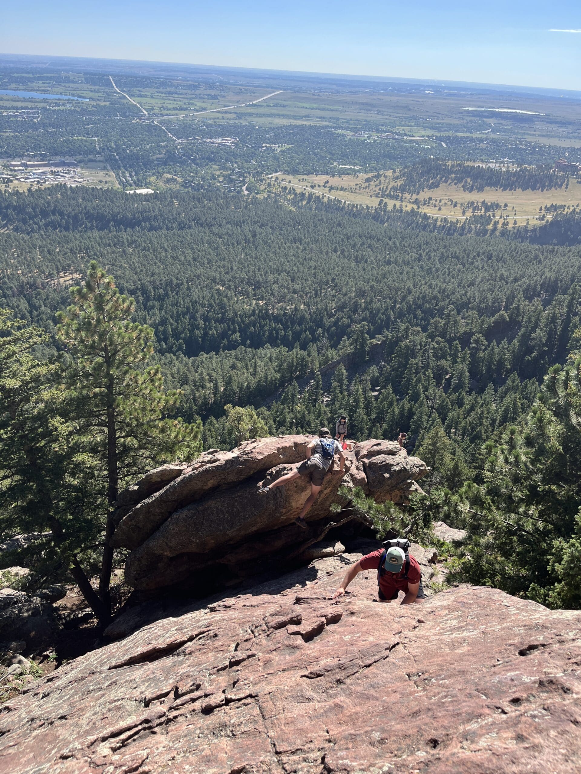 Picture of Flatiron hike in Colorado. Elevation showing trees and rock.