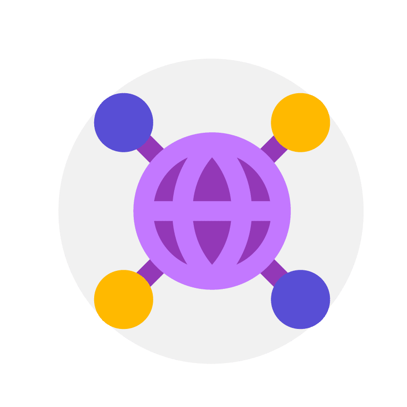 Icon with a center circle and various units or circles around it